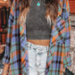 Orange Plaid Print Loose Vintage Shirt