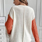 Gold Flame Colorblock Patched Pocket Drop Shoulder Sweater