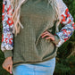 Laurel Green Floral Patchwork Long Sleeve Ribbed Blouse