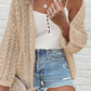 Apricot Hollow Out Knit Drop Shoulder Open Front Cardigan