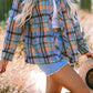 Orange Plaid Print Loose Vintage Shirt