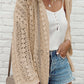 Apricot Hollow Out Knit Drop Shoulder Open Front Cardigan