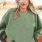 Grass Green Ribbed Corduroy Oversized Sweatshirt