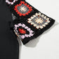 Black Floral Crochet Short Sleeve Top