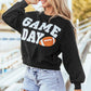 Black GAME DAY Graphic Varsity Pullover Sweatshirt