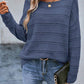 Boat Neck Drop Shoulder Pointelle Knit Sweater