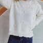 Bow Trim Round Neck Long Sleeve Sweater