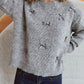 Bow Trim Round Neck Long Sleeve Sweater