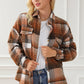 Brown Plaid Flap Pockets Shacket