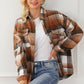 Brown Plaid Flap Pockets Shacket