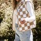 Checkered Sherpa Collared Jacket Vest