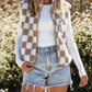 Checkered Sherpa Collared Jacket Vest