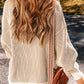 Chestnut Striped Textured Knit Contrast Edge Loose Sweater