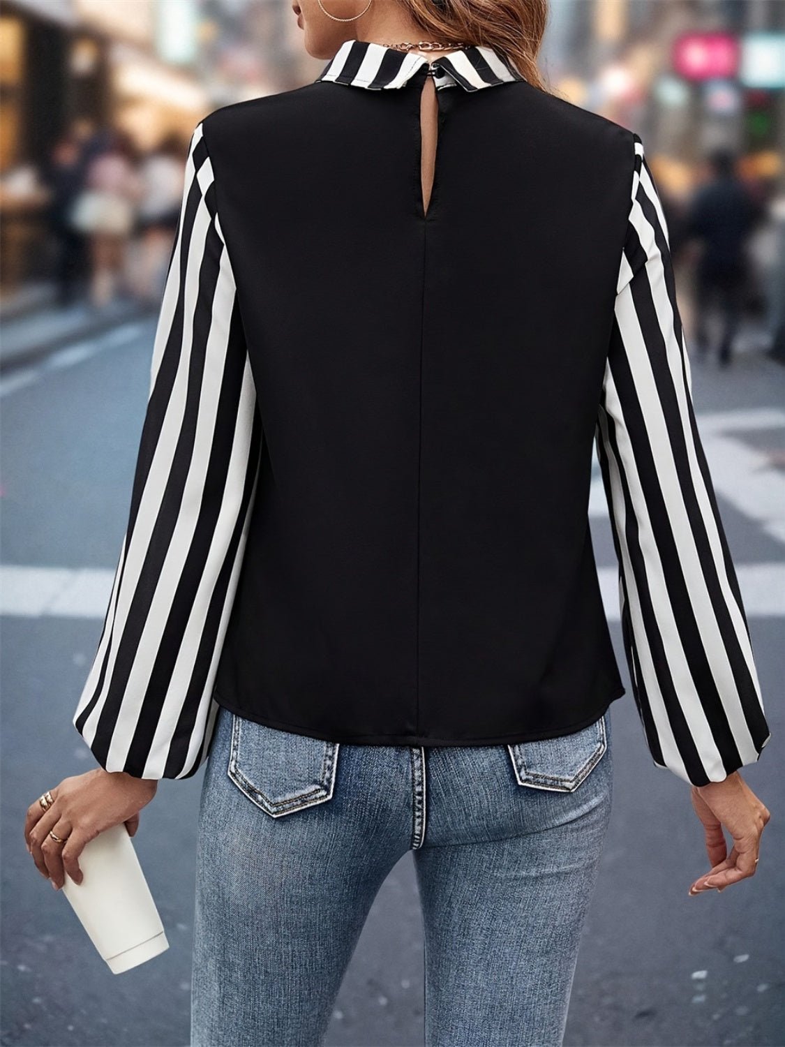 Collared Neck Long Sleeve Blouse