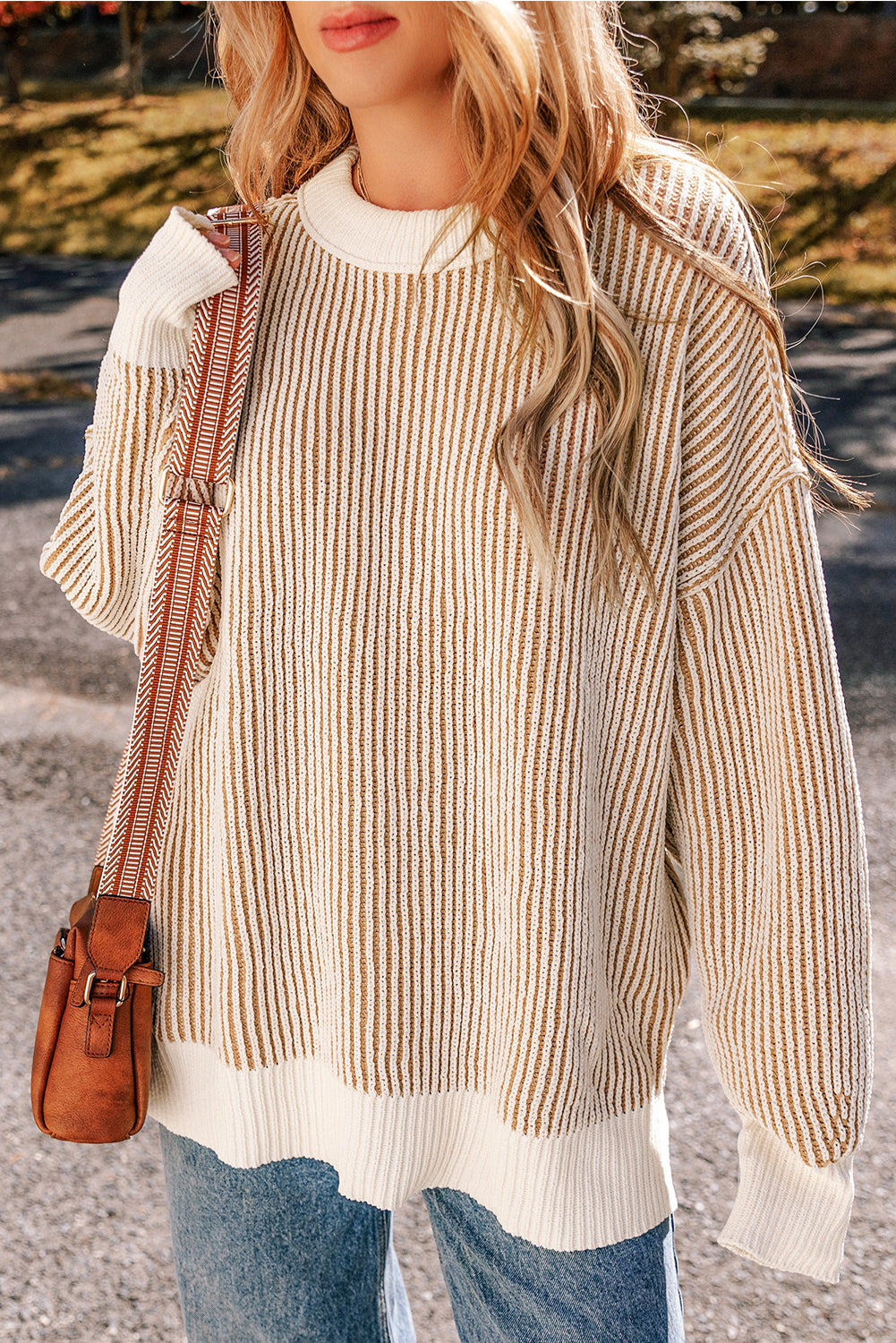 【SCENERITY】Punched Stripe Knit Machine knitting - Single bed knitting stripe pattern. Birds
