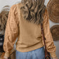 Eyelet Round Neck Long Sleeve Sweatshirt