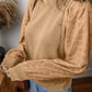 Eyelet Round Neck Long Sleeve Sweatshirt