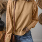 Eyelet Round Neck Long Sleeve Sweatshirt