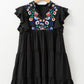 Floral Embroidered Tiered Ruffled Mini Dress