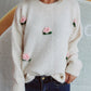 Flower Round Neck Long Sleeve Sweater