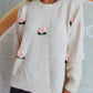 Flower Round Neck Long Sleeve Sweater