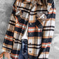 Geometric Plaid Print Pocketed Shacket