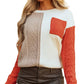 Gold Flame Colorblock Patched Pocket Drop Shoulder Sweater