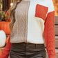 Gold Flame Colorblock Patched Pocket Drop Shoulder Sweater