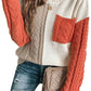 Gold Flame Colorblock Patched Pocket Drop Shoulder Sweater