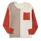 Gold Flame Colorblock Patched Pocket Drop Shoulder Sweater