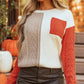 Gold Flame Colorblock Patched Pocket Drop Shoulder Sweater