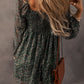 Green Floral Print Sweetheart Neck Shirred Back Mini Dress