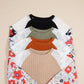 Laurel Green Floral Patchwork Long Sleeve Ribbed Blouse