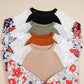 Laurel Green Floral Patchwork Long Sleeve Ribbed Blouse