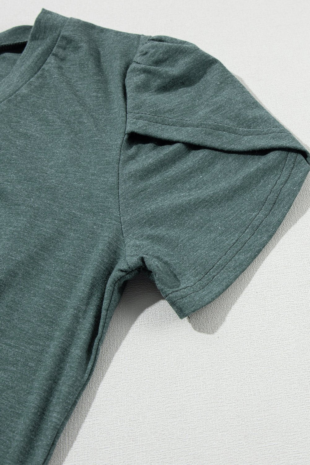 Mist Green Fashion Petal Sleeve V Neck T Shirt
