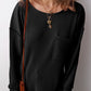 Pocketed Round Neck Long Sleeve Top