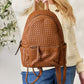 PU Leather Woven Backpack