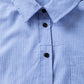 Sky Blue Stripe Roll - tab Sleeve Pocketed Long Shirt