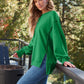 Slit Round Neck Long Sleeve Sweatshirt