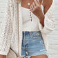 White Stylish Hollow Out Knit Drop Shoulder Cardigan