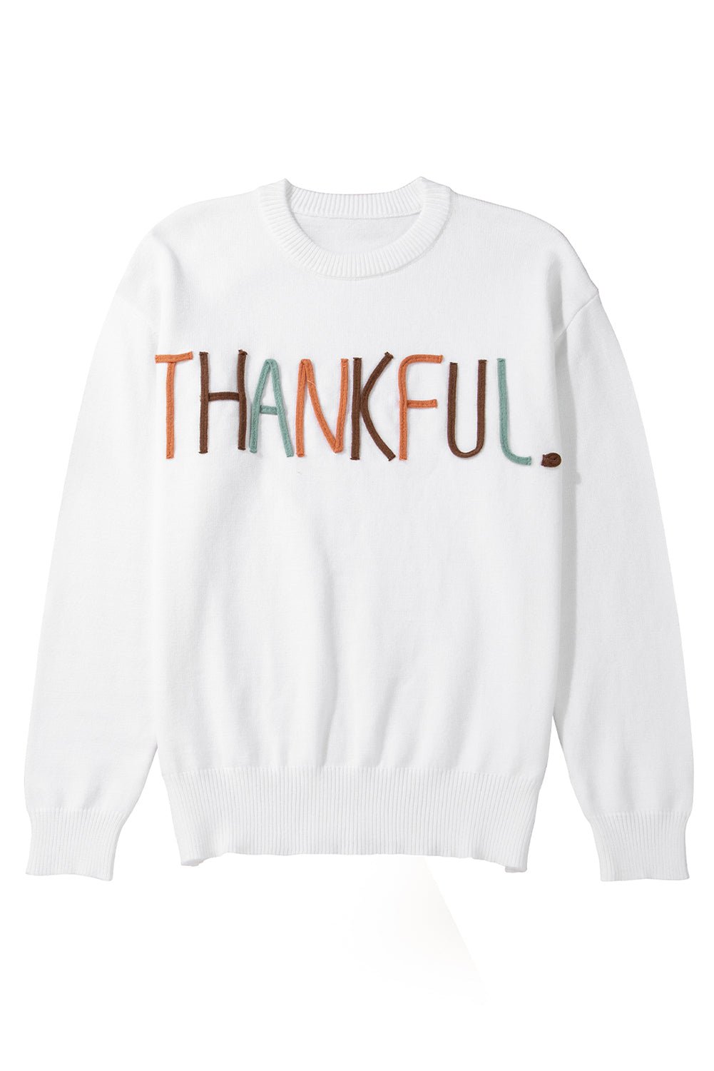 White Thankful Ivory Embroidered Sweater