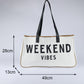White WEEKEND VIBES Canvas Tote