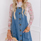 Wide Strap Button Front Pocketed Denim Mini Dress