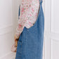 Wide Strap Button Front Pocketed Denim Mini Dress